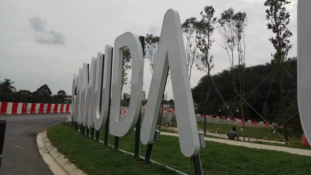 Fabricated letters being installed on site
